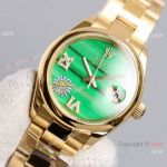 Swiss Rolex 31mm Datejust Watch Malachite and Gold